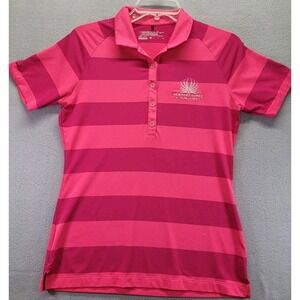 Nike Golf Tour Performance Dri Fit Pink Stripe Golf Polo Shirt Womens Size Small